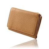 [PURCHIC] ミニ財布 三つ折り財布 レディース 本革 コンパクト 軽量 財布 小銭入れ スキミング防止 (ブラウン)