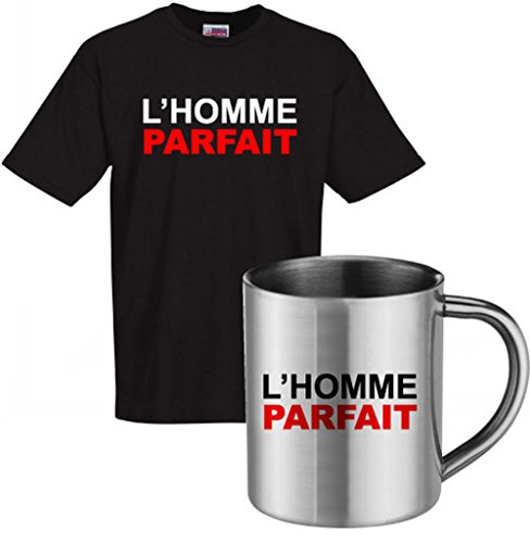 Cadeau homme parfait sous forme de tshirt et mug humoristiques de fête