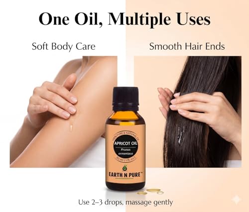 Image of Earth N Pure Apricot Kernel Oil | 100% Pure Cold Pressed | Natural Moisturizing Carrier Oil for Skin, Face, Hair & Nails | Lightweight Massage & DIY Skincare Oil | 15ml