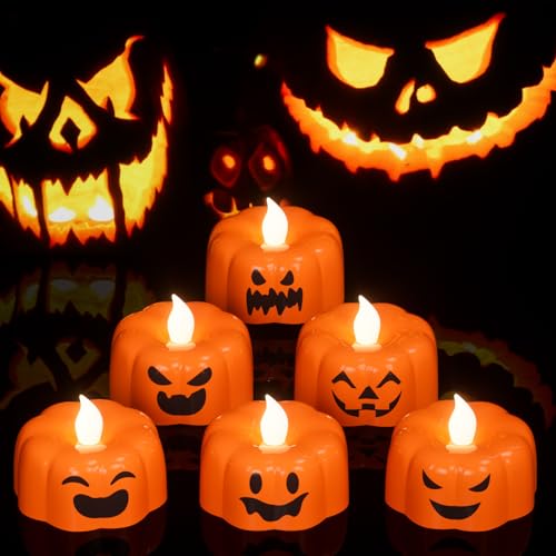 Image of GenSwin Pumpkin Halloween Flameless Candles Battery Operated with Timer