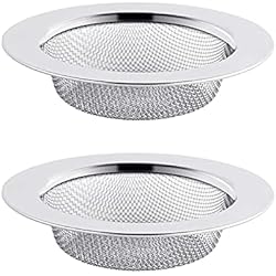 Fregadero Tupido ILLUVA Filtro de Acero Inoxidable de 11,5 x 2 cm, para baño, Ducha, Filtro de desagüe, tapón para Fregadero de Cocina (Paquete de 2)