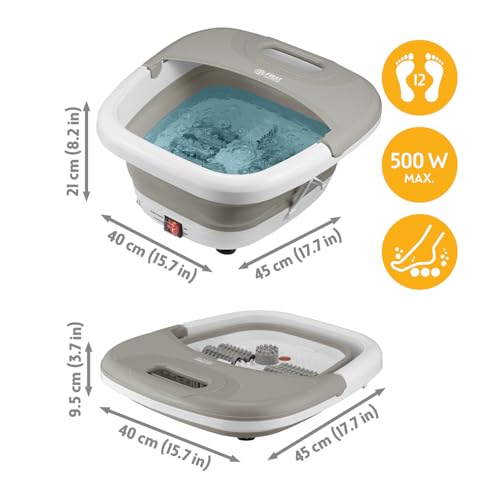 Tzs First Austria - Foldable Foot Spa Foot Massager 450W With 3 Attachments & 8 Massage Rollers - Foot Bath With Vibration & Air Bubble Massage, Infrared & Heating Function - Electric Pedicure Tub - 2