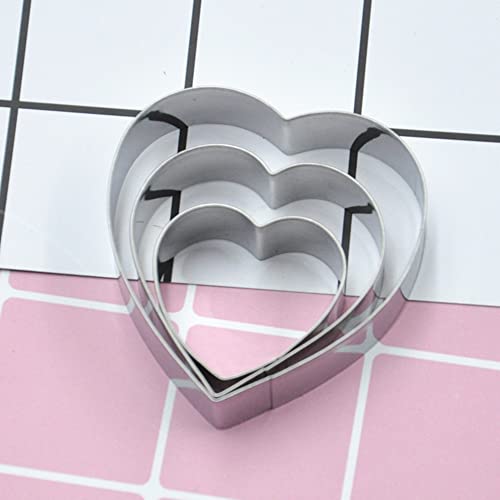 Onepine Pack Of 3 Mousse Rings Stainless Steel, Baking Mold Heart-Shaped Dessert Rings, Cake Ring Cutter For Mousse Cake Cream Chocolate #TOP5
