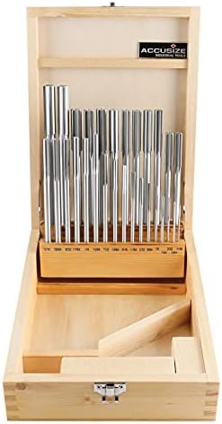 Accusize Industrial Tools 29 Pc 1/16'' to 1/2'' by 1/64'' H.S.S. Chucking Reamer Set, Straight Flute, Right Hand Cut, 5500-SF00