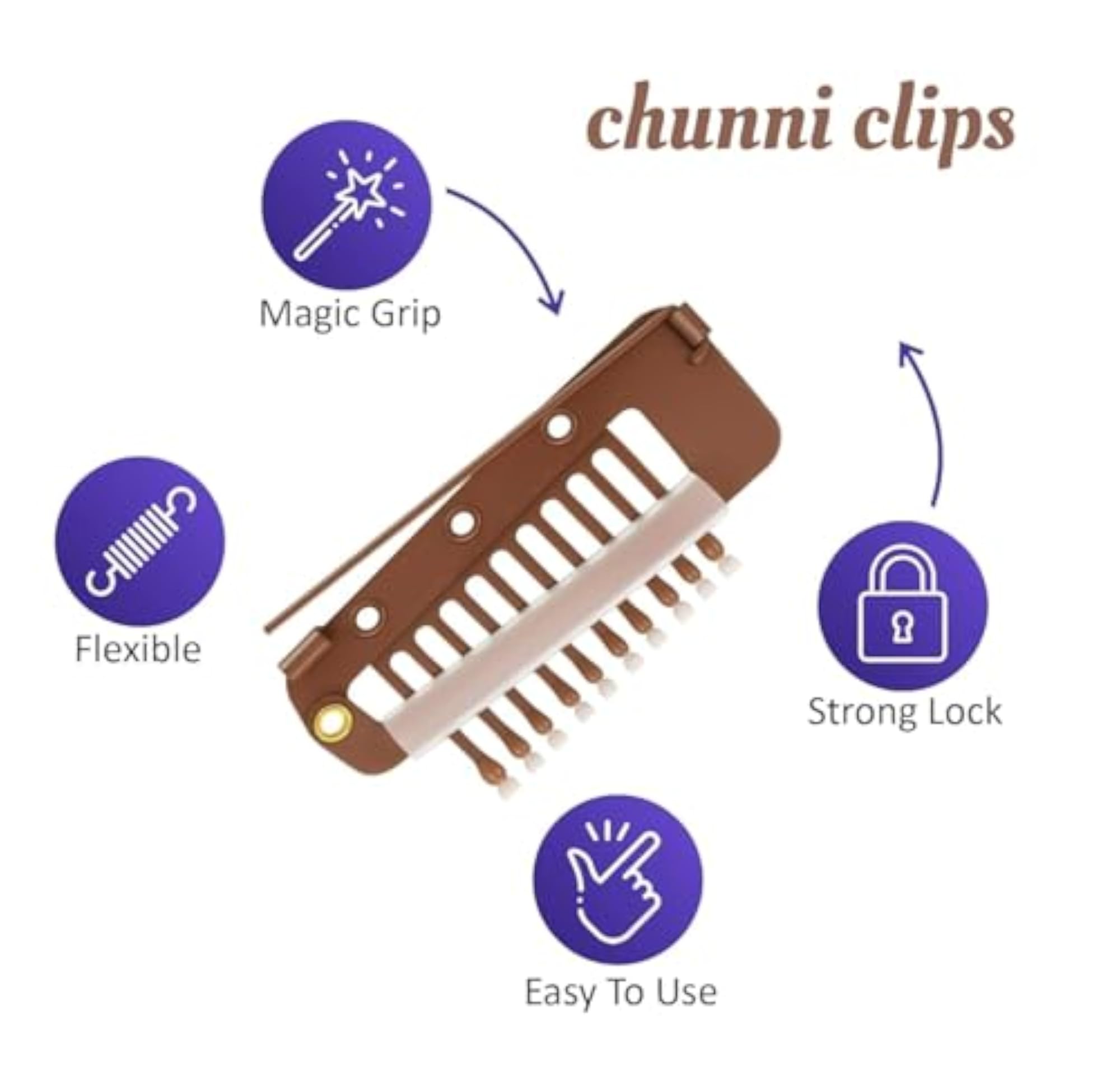 Chunni Clips with Safety Pins, Strong Grip