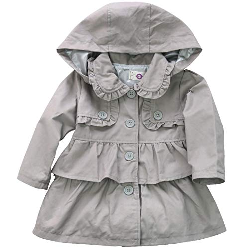 iiniim Kids Baby Girls Spring Trench Wind Dust Coat Hooded Jacket Outerwear Grey 2T