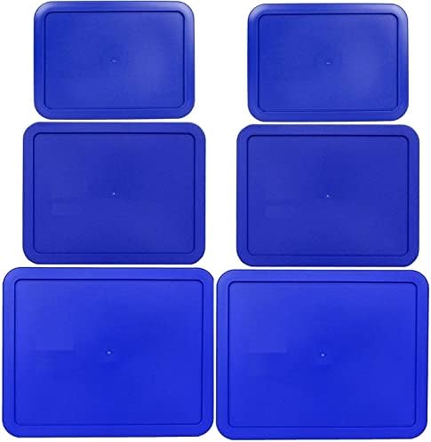 Klareware 3 cup 6 cup 11 cup Rectangle Plastic Food Storage Replacement Lids Covers Blue for Klareware and Pyrex 7210-PC 7211-PC 7212-PC Glass Bowls (Container not Included) (6 Pack, Blue)