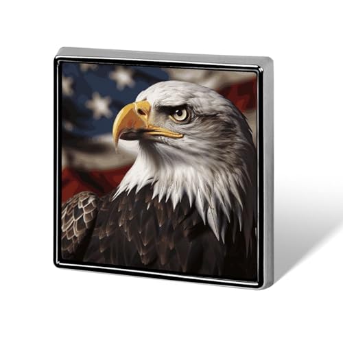 Épinglette aigle et drapeau américain en métal carré pour costume et sac