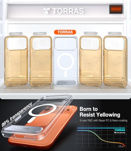 Image of TORRAS Luxury Adjustable Stand Case for iPhone 17 Pro Max | Mil-Grade Protection Cover | Fit for MagSafe | Slim Matte Finish | Camera Control | Premium Imported | Ostand L1 Guardian 6.9'' Clear
