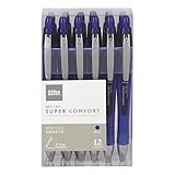 Office Depot Super Comfort Grip Retractable Gel Pens, Medium Point, 0.7 mm, Blue Barrel, Blue Ink,...