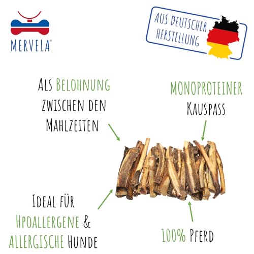 MERVELA Pferderippen | 100% Pferd pur | 1 Stück | Rippen vom Pferd getrocknet | Qualität aus Deutschland | ideal für hypoallergene, allergische und Sensible Hunde