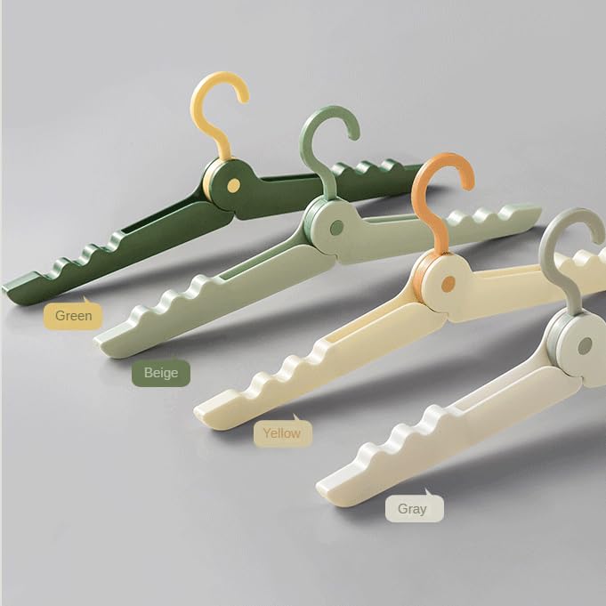 5 Pcs Portable Travel Hanger Folding Hanger for Business Travel Outdoor Home Use Shrinkable and Thickened Clothes Hanger for Student Dormitory Simple Underwear and Sock Storage Rack (Yellow)