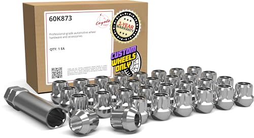 Image of Wheel Accessories Parts 32 PCS M14x2 14x2 Thread Open End 25mm 1.00 inch Long Spline Lug Nuts Chrome Truck Spline Hex Fits Ford Excursion F250 F350 Super Duty