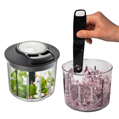 GEFU Multizerkleinerer SPEEDWING - manueller Zerkleinerer für Nüsse, Obst oder Gemüse, professioneller Multi Chopper aus Edelstahl mit Seilzug