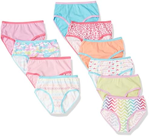 Trimfit Girls 100% Cotton Colorful Hearts Panties Multi Color,Medium / 6-8(10-Pack)