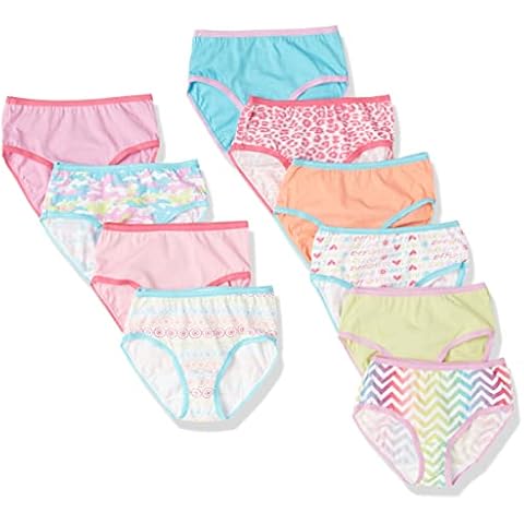 Trimfit Girls 100% Cotton Colorful Briefs Panties (Pack of 10), Bright Multi Color, X-Large (12-14) Cover