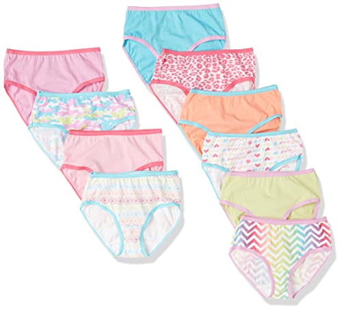 Trimfit Girls 100% Cotton Colorful Hearts Panties Multi Color,Medium / 6-8(10-Pack)