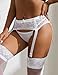 ohyeahlady Lace Garter Belt for Women Sexy Suspender Belt with 4 Meatal Clip Adjustable Garter Lingerie for Thingh Highs(White M-L)