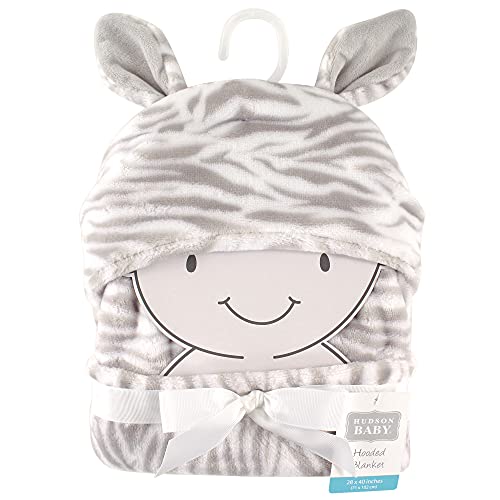 Image of Hudson Baby Unisex Baby and Toddler Hooded Animal Face Plush Blanket, Zebra, One Size
