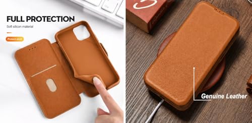 Image of WHITBULL Slim Magnetic Closer Stand Leather Flip Case Cover Compatible with Motorola Moto Edge 60 Pro 5G - Brown