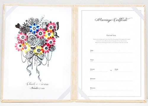 Amazon お急ぎの方限定 ローズブーケ 花束 の結婚証明書 特急料金を含んでいます 受け取りまで8日以内の方はご注文いただけません スタンプ 拇印 指紋 結婚式 ウェディング 結婚祝い 人前式 誓約書 バラ ウェディングブーケ アゲハチョウ 慶弔事用ふくさ