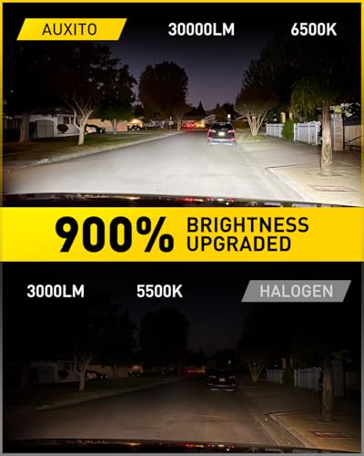 Image of AUXITO 9005 LED Bulbs, 30000LM 900% Brightness 1:1 Mini Size Design Fog Lights, 6500K Cool White,Pack of 2