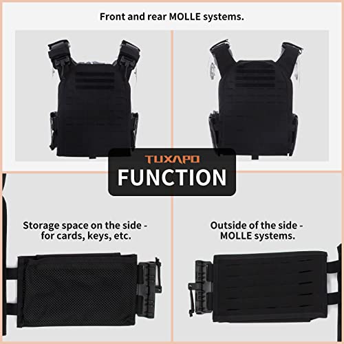 Tuxapo Black Tactical Vest Molle Lightweight Quick Release Adjustable Vests Fit Adult #TOP1