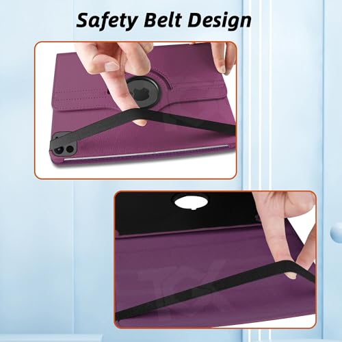 Image of TGK Rotating Case for iPad Pro 11 Inch M5 2025 /M4 2024 Model A3357 /A3358 /A3359 /A2836 /A2837 /A3006, Cover for 6th /5th Gen iPad Pro 11 inch (Purple)