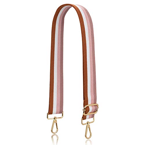 Allzedream Purse Strap Replacement Crossbody Handbag Stripe Wide Adjustable (Brown Pink)