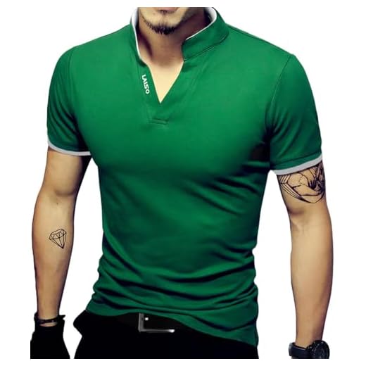 LOGEEYAR Mens Short-Sleeve Slim Fit Cotton Pique Polo Shirt,Medium,1-green