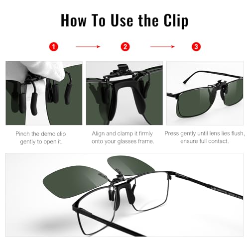 Image of MERRY'S Polarized Clip on Sunglasses Flip Up Metal Clip Attachments for Prescription Glasses