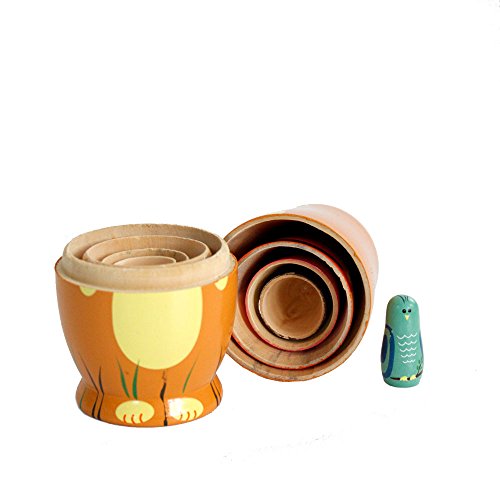 FunnyGoo Puppe aus Holz, handgefertigt, Russische Puppe, bunte Dekoration (Tiere)