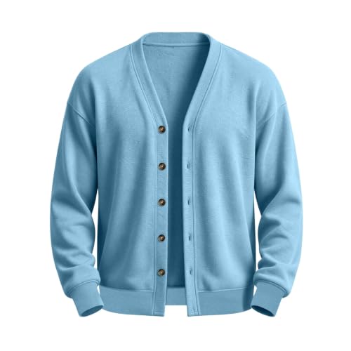 Cardigan Sweaters for Men Button Up Coat Long Sleeve Ribbed Jacket - image 4