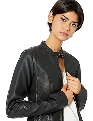 Sebby Collection Women's Faux Leather Jacket with Moto Details and Front Zip Pockets3