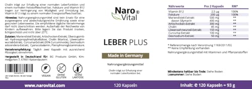 Leber Kur Mariendistel Kapseln hochdosiert - 80% Silymarin, Artischocke, Löwenzahn, Curcuma, Desmodium und Cholin für die Leber Testsieger - 8-Fach Komplex