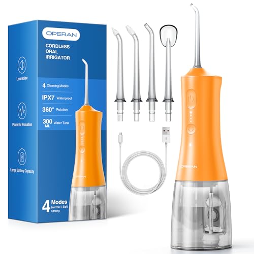 Cordless Operan Water Dental Flosser with 300ML Capacity and 4 Modes