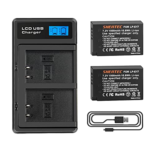 2X Shentec 1500mAh Li-Ion Batterie Compatible Avec Canon LP-E17 EOS M3 M5 M6 200D 750D 760D 800D Rebel T6i T6s 8000D 9000D Kiss X8i Kiss X9