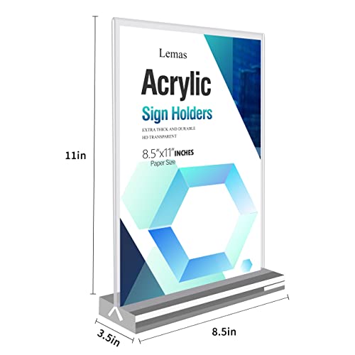 Lemas T Shape 8.5X11 Acrylic Sign Holder，Vertical Double Sided Display Stand，Flyer Vendor Display Supplies Flyer For Restaurant Table Menu Recipe Cards Office（4Pcs） #TOP1
