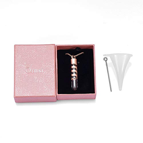 Clear Glass Tube Cremation Urn Jewelry Ashes Holder Necklace Keepsake Memorial Pendant Including Box/Fill Kits (Rose Gold) #TOP6