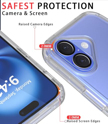 Image of Diverbox for iPhone 16 Case [Shockproof] [Dropproof] [Tempered Glass Screen Protector + Camera Protectors] Heavy Duty Protection Phone Case Cover for Apple iPhone 16 (Matte Clear)