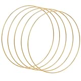 Blumenkranzbügel: Kommt mit 5er Pack Goldmetallringen, der Durchmesser beträgt ca. 25 cm, geeignete Größe für die Herstellung eines schönen Blumenkranzes, eines Hochzeitskranzdekors, eines Makramee-Wandbehangs oder eines DIY-Traumfängers