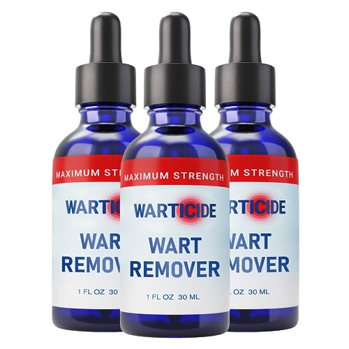 Warticide Fast-Acting Wart Remover - Plantar and Genital Wart Removal, Attacks Warts On Contact, Easy Application (3 Bottles)