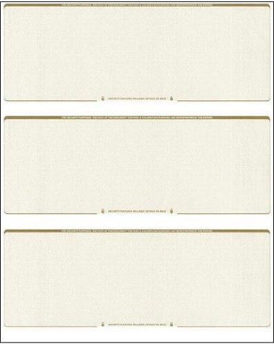 Business Voucher Check Stock - Computer Laser Checks - 3 Checks Per Page, 1000 Sheets/3000 Checks, Gold Diamond