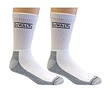 DEWALT Men's 2 Pack All-Season Cotton Crew Work Socks (White),10-13