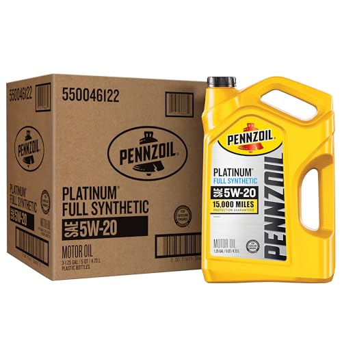 Image of Pennzoil Platinum Full Synthetic 5W-20 Motor Oil (5-Quart, Case of 3)