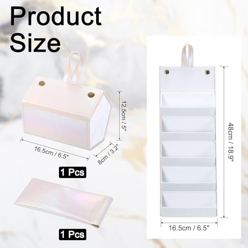 Image of PATIKIL Travel Sunglasses Organizer, 5 Slot Foldable Sunglasses Holder Leather Sunglass Storage Organizer with Pouch
