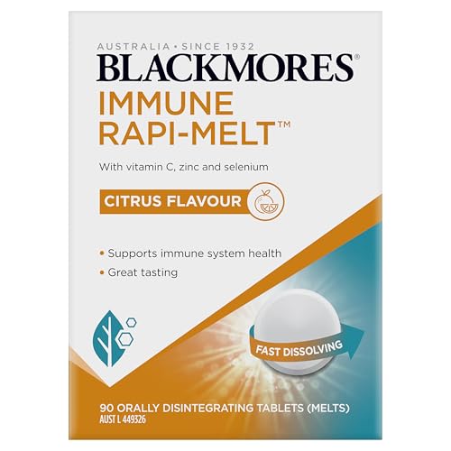 Blackmores Immune Rapi-Melt | Supports immune system health | Contains vitamin C, zinc and selenium | Citrus Flavour | 90 Melts