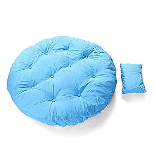 Image of KYNE Microfibre Cushion for Hanging Basket Round Shape Swing Chair Cushions for Outdoor Egg Swing Chair Garden Swing, Seat Padded Pillow Cushion (Light Blue)