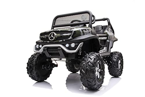 FINOOS Kinder elektroauto Mercedes Unimog 12V Elektroauto für Kinder, kinderauto, kinder elektroauto mit 2,4 Ghz Fernbedienung, 4x4 Allrad angetrieben, Batterie: 12V 10Ah, 1-5 Jahre (Camouflage)