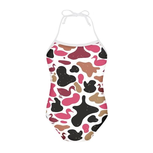 Image of ELEQIN Cartoon Animal Cute Girls One Piece Swimsuit Adjustable Swimwear for 3Y-10Y